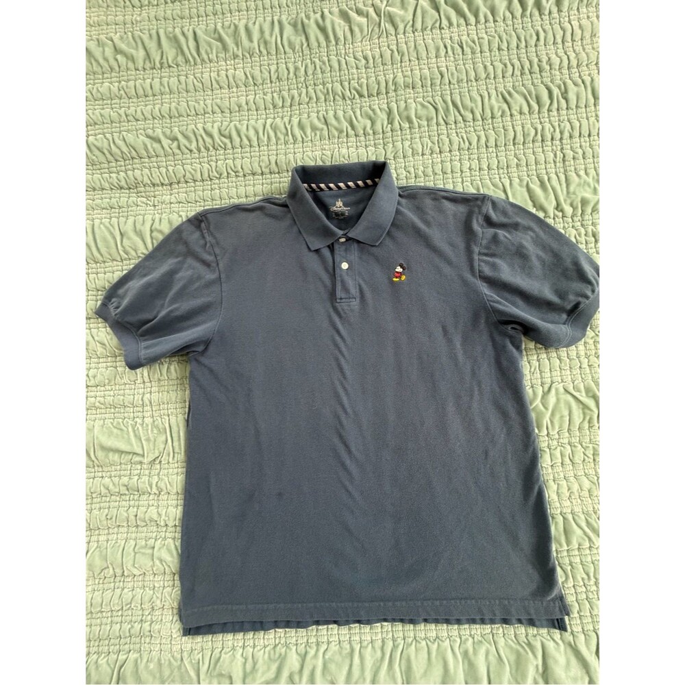 Men's Blue Gray Polo Shirt with Embroidered Mickey - Classic Casual-XL